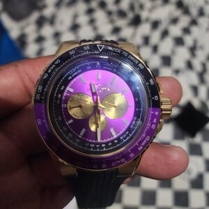 Invicta Aviator Skyshock Gold and Purple Dial Watch 50mm